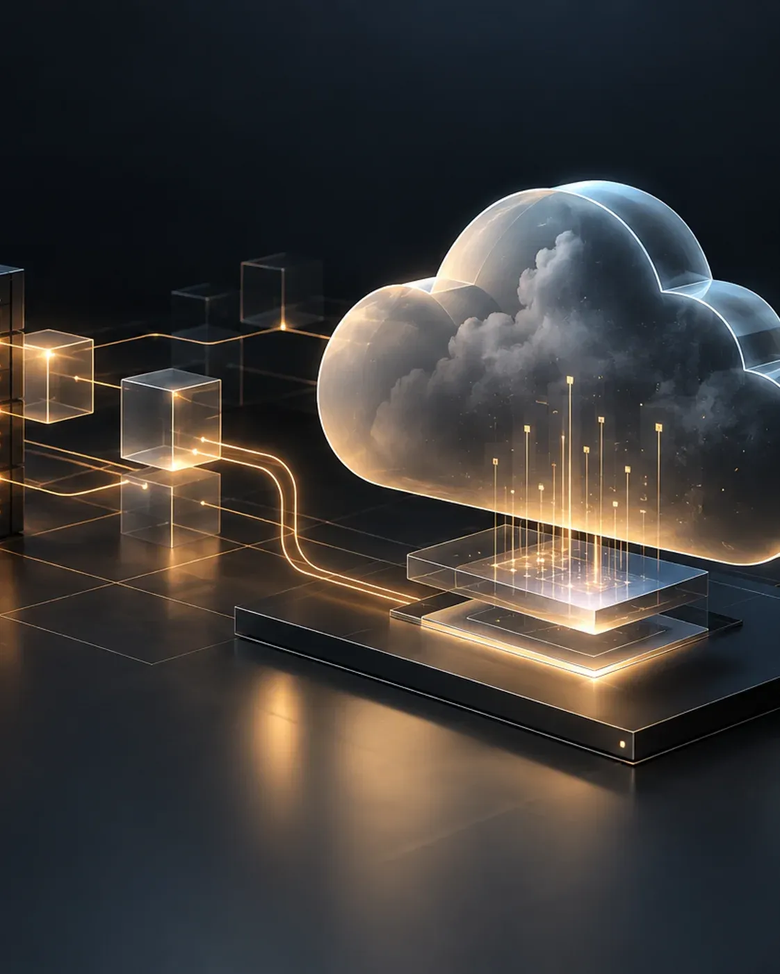 Isometric render of a Google Cloud instance connected to on-prem servers